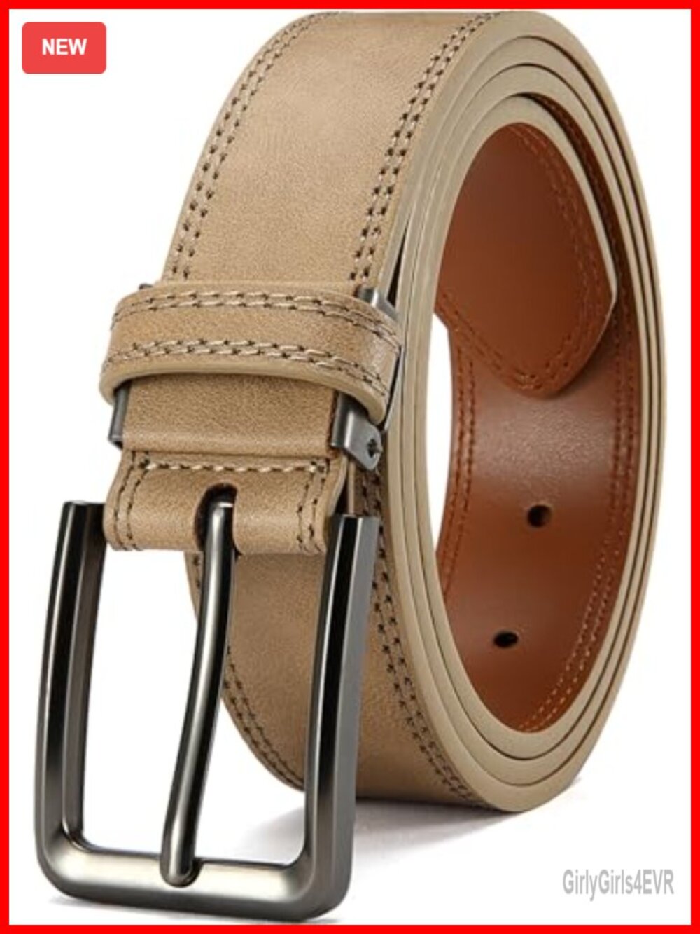 Men's Genuine Cowhide Leather Dress Belt 1.38" Wide Adjustable